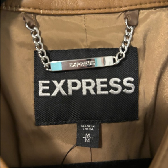 small brown zip up leather jacket from express - Picture 4 of 7